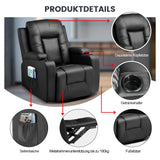 COMHOMA Recliner TV Armchair with Reclining and Footrest, Thick Backrest and Armrests, 360° Swivel
