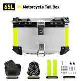 65/55/45L Aluminum Silvery Motorcycle Top Box Waterproof Rear Luggage Case Motorbike Trunk Tail Helmet Box Quick Release Toolbox