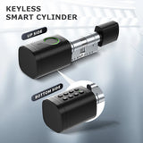 RAYKUBE V1 Adjustable TT Lock/ Tuya Bluetooth Smart Fingerprint Digital Cylinder Lock with APP/Password/RFID Card/Key  unlock