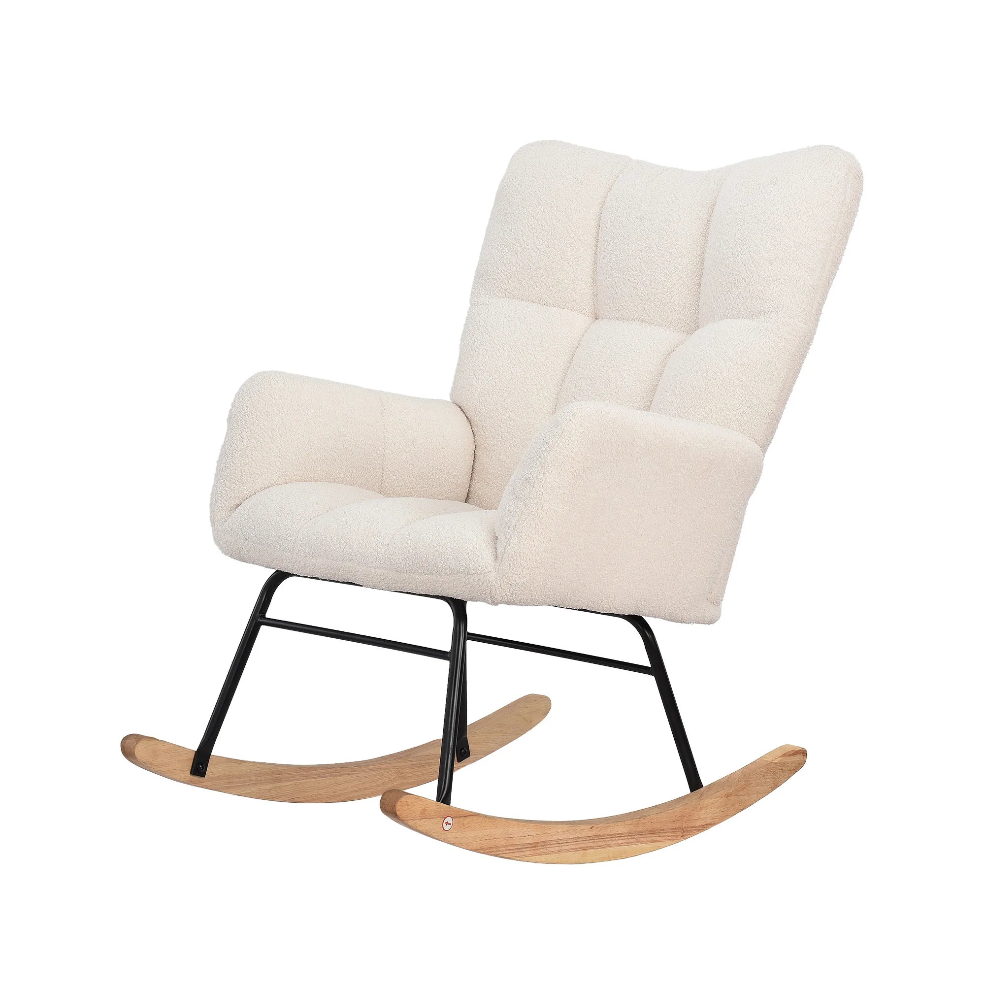 Anajqaqia Rocking Chair, Armchair, Upholstered Swing Chair with High Backrest, for Living Room Bedroom Balcony, Lambswool, Beige