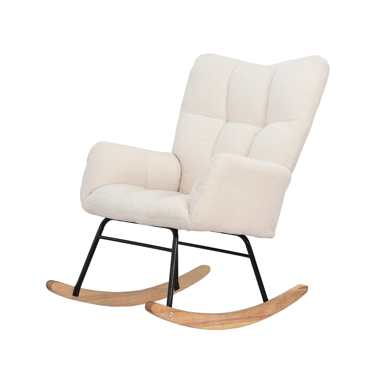 Anajqaqia Rocking Chair, Armchair, Upholstered Swing Chair with High Backrest, for Living Room Bedroom Balcony, Lambswool, Beige