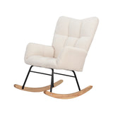 Anajqaqia Rocking Chair, Armchair, Upholstered Swing Chair with High Backrest, for Living Room Bedroom Balcony, Lambswool, Beige