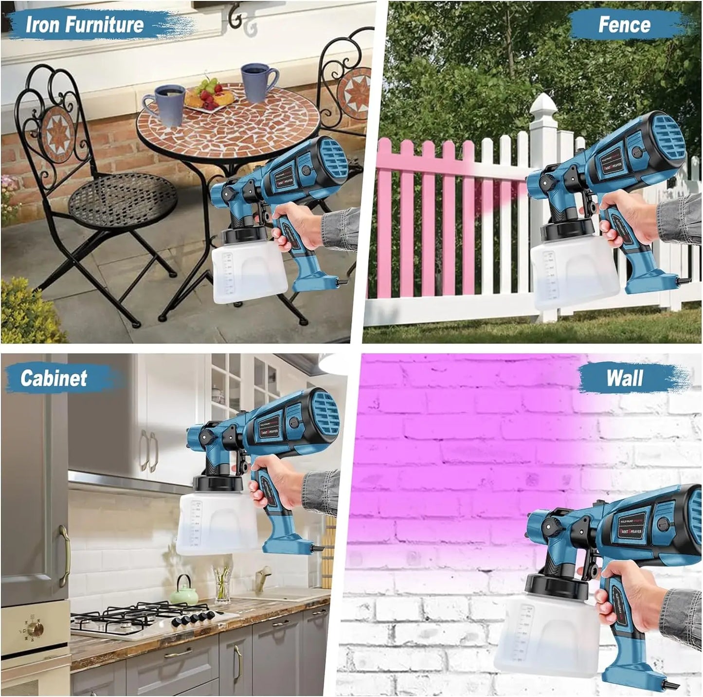 1400ML Electric Spray Gun 850W High Power HVLP Paint Sprayer Auto Furniture Steel Coating Airbrush for Home DIY With 4 Nozzles