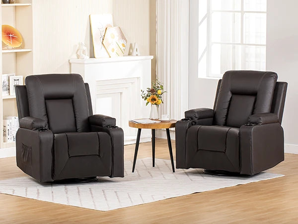 COMHOMA Recliner TV Armchair with Reclining and Footrest, Thick Backrest and Armrests, 360° Swivel