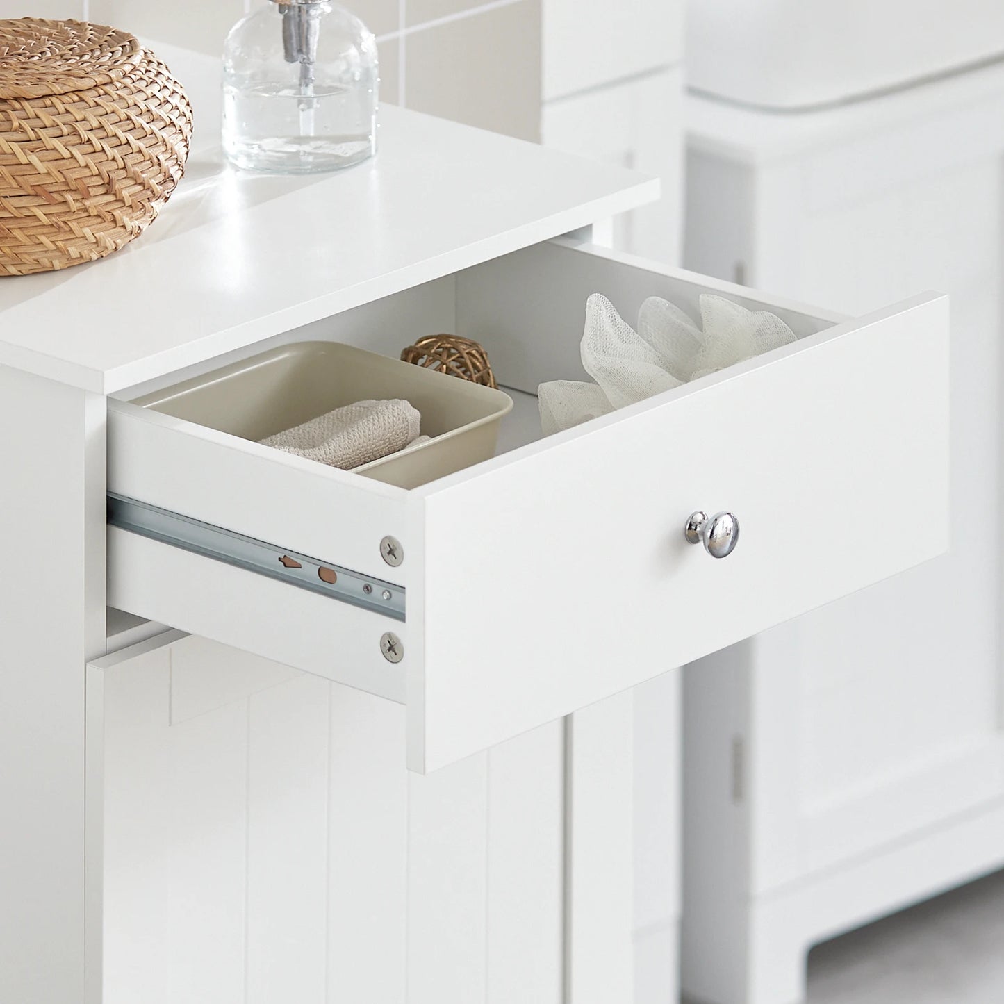 SoBuy BZR21 laundry wardrobe with fold-out laundry bag laundry chest laundry collector with drawers laundry basket bathroom wardrobe
