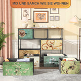 Rosahqnda chest of drawers with drawers Bohemian dressing table with wooden panel, fabric drawers, metal frame, fabric chest of drawers