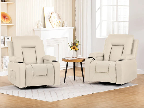 COMHOMA Recliner TV Armchair with Reclining and Footrest, Thick Backrest and Armrests, 360° Swivel
