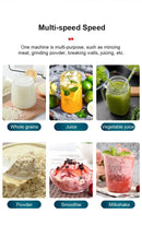 2 in 1 Electric Blender 2000W High Power Heavy Duty Commercial Blender Food Processor Ice Smoothies Kitchen Stationary Mixer