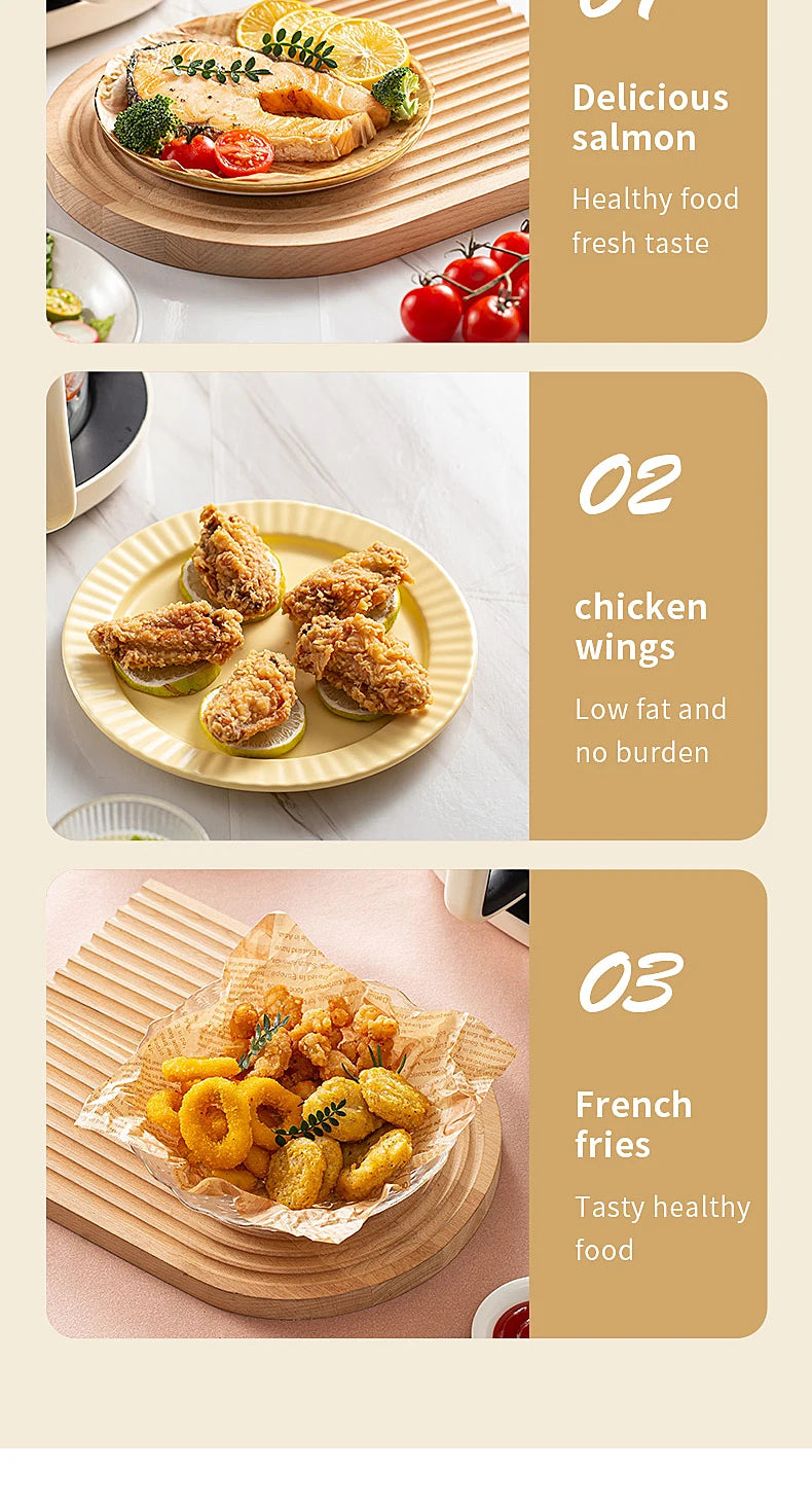 Smart Electric Air Fryer Large Capacity Convection Oven Deep Fryer Without Oil Kitchen 360°Baking Viewable Window Home Appliance