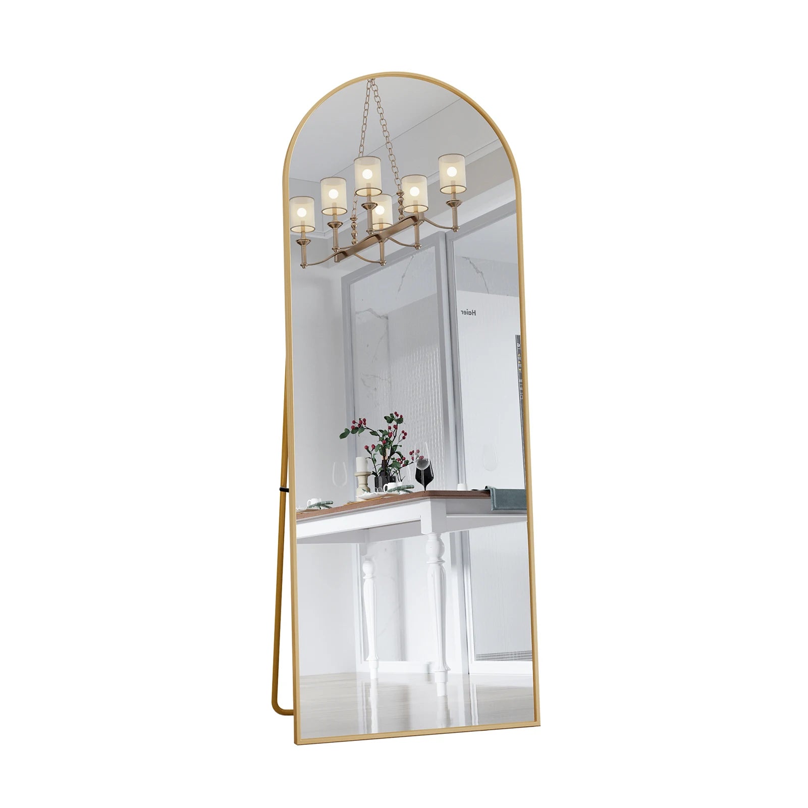 Anajqaqia 162×53cm Full Body Mirror, Curved Standing Mirror, Floor Mirror with Tempered Glass and Aluminum Alloy Frame