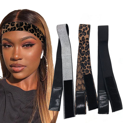 3 peças peruca elástica prateado leopardo preto laço faixa de derretimento para colocar bordas para baixo meling peruca de renda banda ajustável