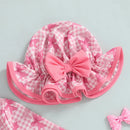 Kids Baby Girl Summer Swimwear Floral Print Backless Ruffles Long Sleeve Bodysuit Bathing Suit Girls Beachwear 0-4 Years