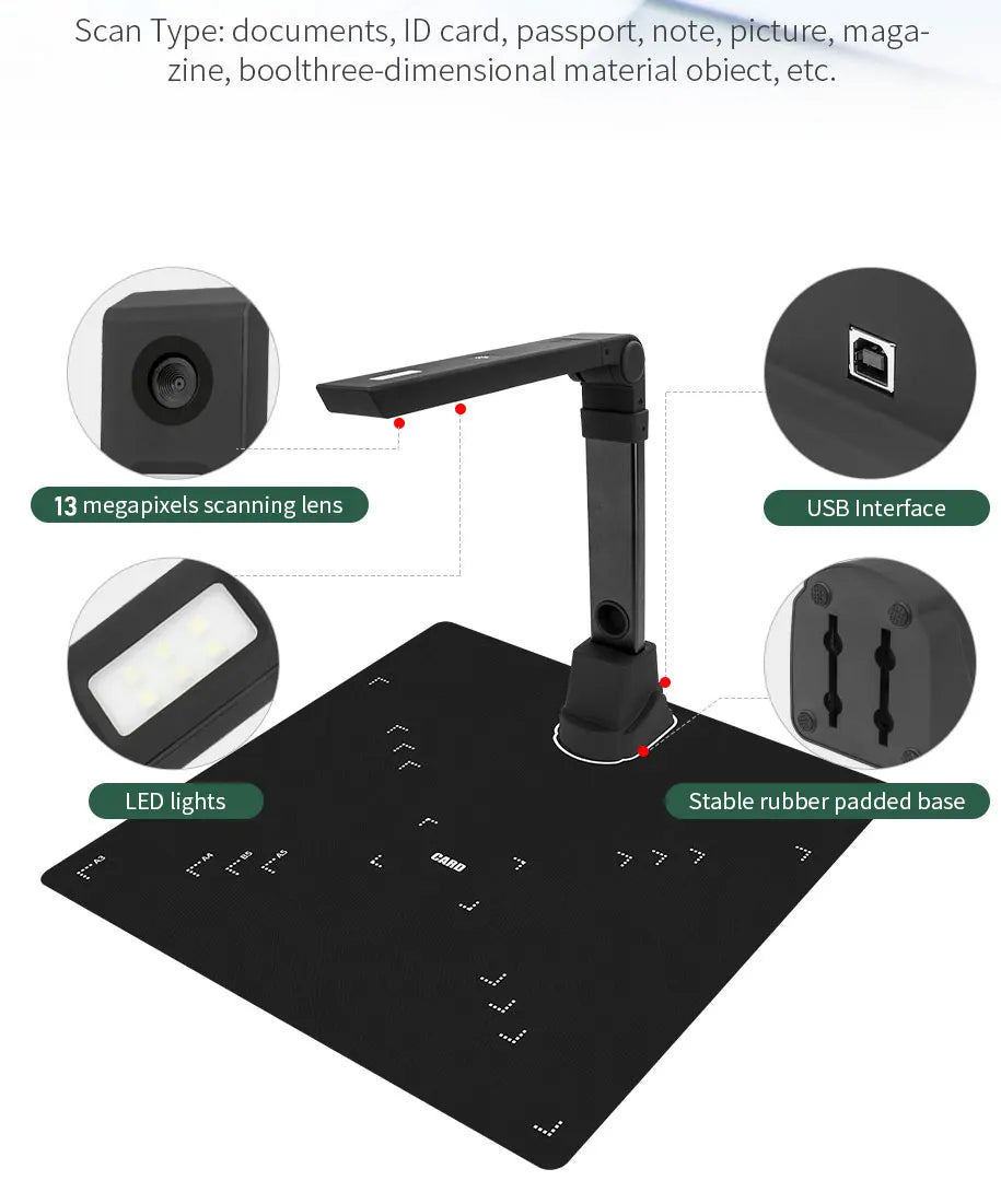 NETUM Book Scanner T101 Autofocus Document Scanner Max A4 A3 Size with Smart OCR Led Table Desk Lamp for Family Home Office