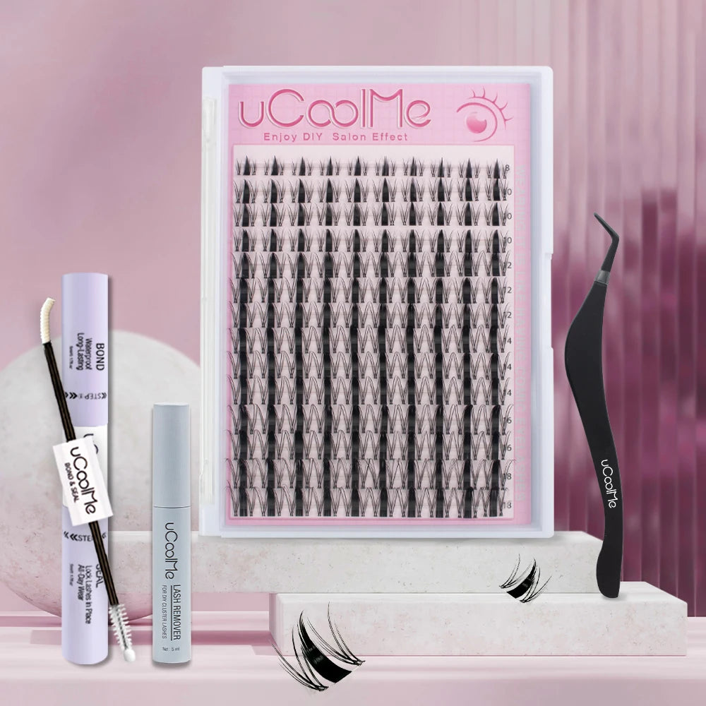 UcoolMe cílios Fairy Lashes Cluster C Curl 140 Pcs Clusters de Cílios Individuais Extensão de Cílios Postiços Natural Look Iniciante Frie