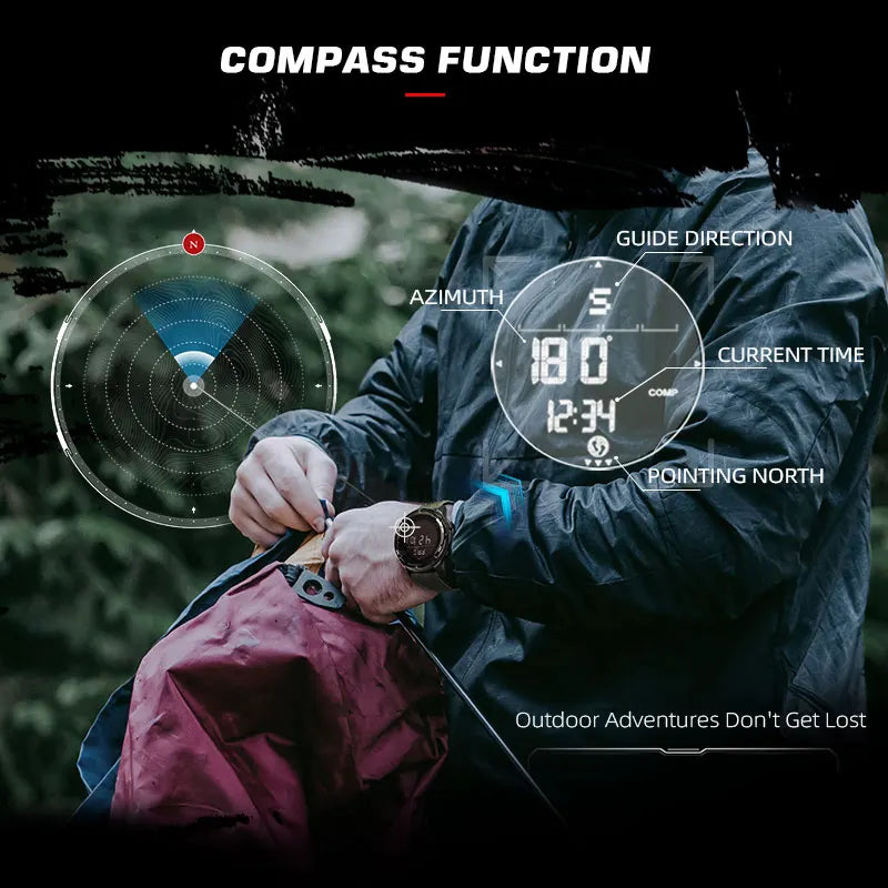 NORTH EDGE ALPS Reloj digital de fibra de carbono para hombre, resistente a golpes, deportivo, militar, superligero, con brújula para exteriores, resistente al agua hasta 50 m.