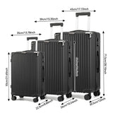 Anajqaqia 3-Piece Travel Suitcase Set with Wheels and Lock, Hard-Shell Trolley, Telescopic Handle, M, L, XL, Silvery