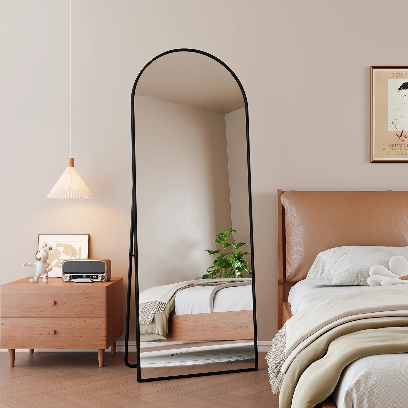 Anajqaqia 162×53cm Full Body Mirror, Curved Standing Mirror, Floor Mirror with Tempered Glass and Aluminum Alloy Frame