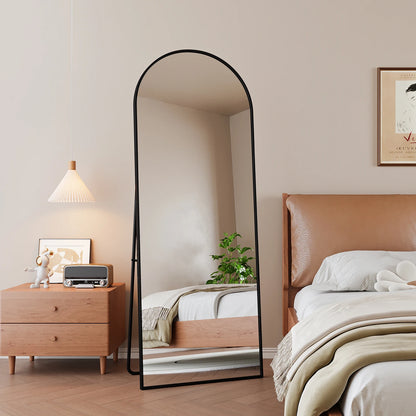 Anajqaqia 162×53cm Full Body Mirror, Curved Standing Mirror, Floor Mirror with Tempered Glass and Aluminum Alloy Frame