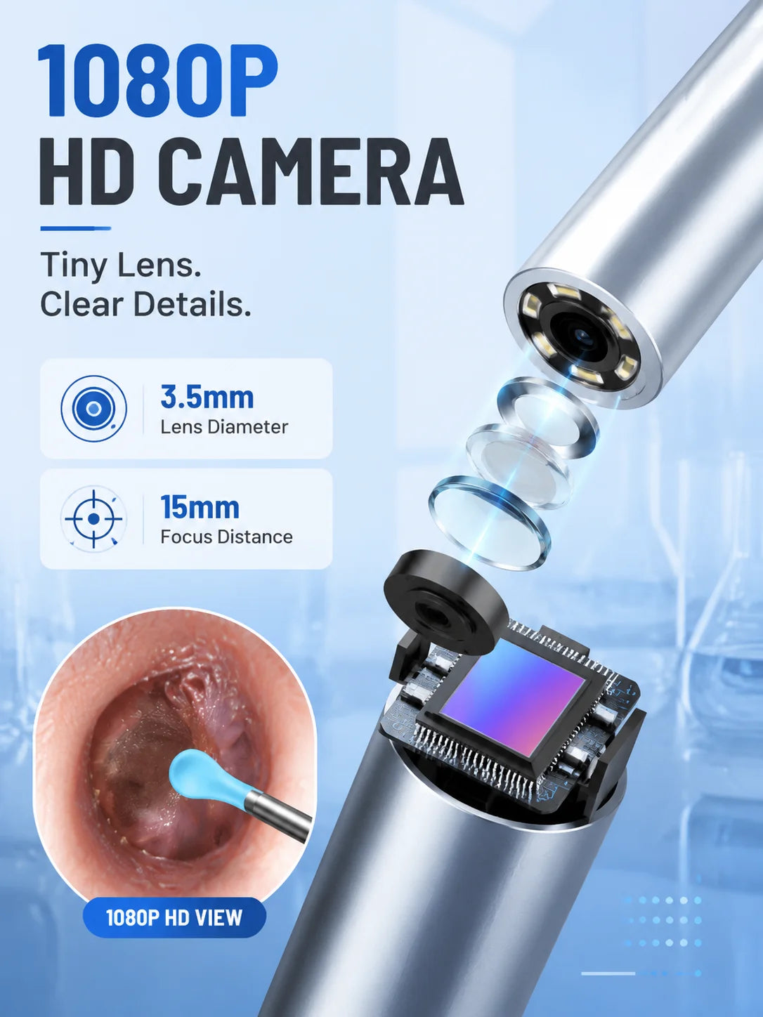 Smart Visual Ear Wax Remover with 1080P HD Camera, USB C Rechargeable Ear Cleaner, Waterproof Ear Scope Otoscope, Safe Ear Wax R