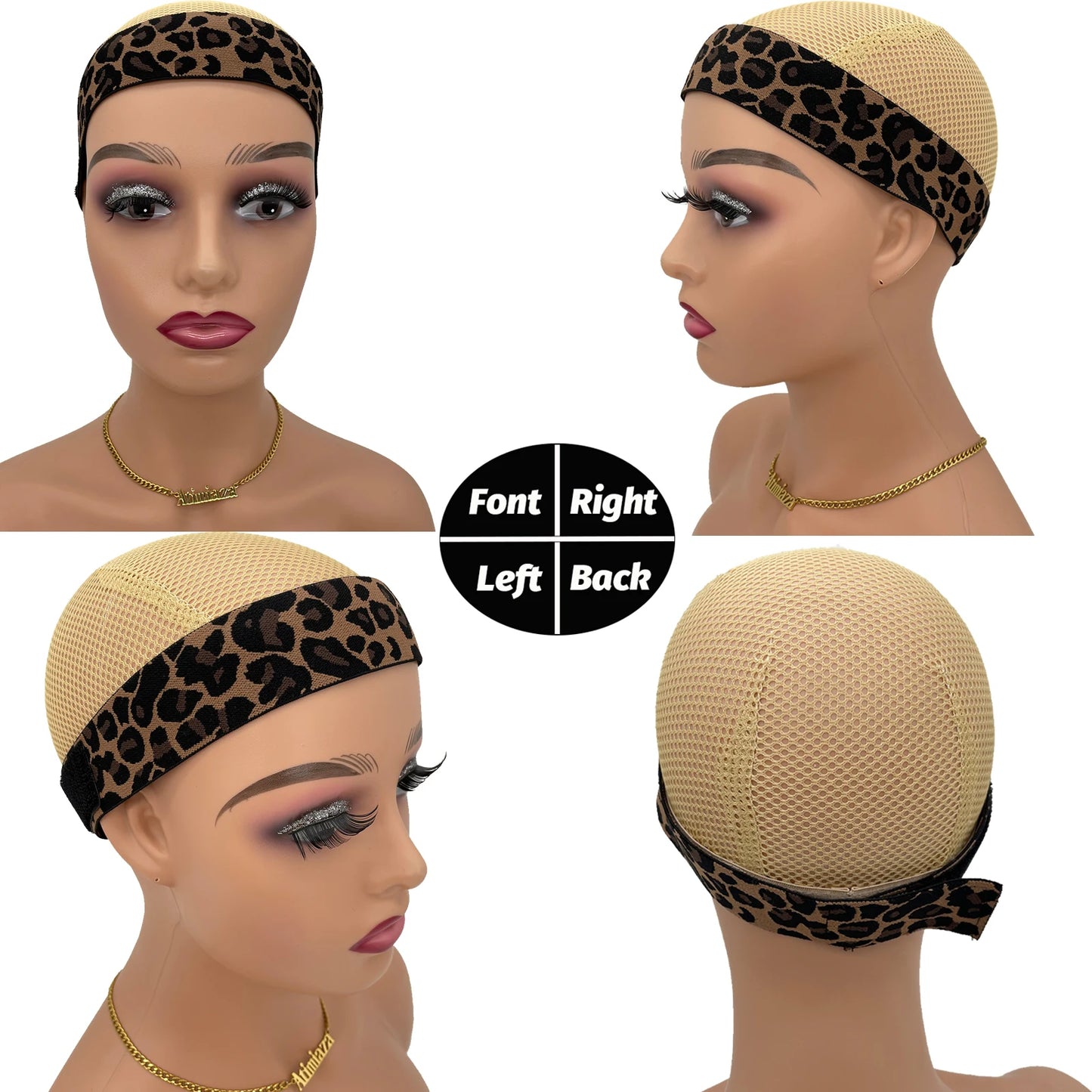 3 peças peruca elástica prateado leopardo preto laço faixa de derretimento para colocar bordas para baixo meling peruca de renda banda ajustável