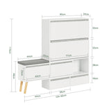 SoBuy FSR134-W Shoe dump truck Shoe shelf with 2 flaps, 2 doors and 2 drawers Hallway cabinet with bench Shoe bench with seat
