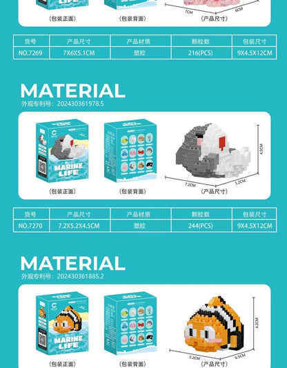 Creative Ocean World Animal Particle Building Blocks Toys Children's Toys Mini Animal Model Educational Toys Compatible Building