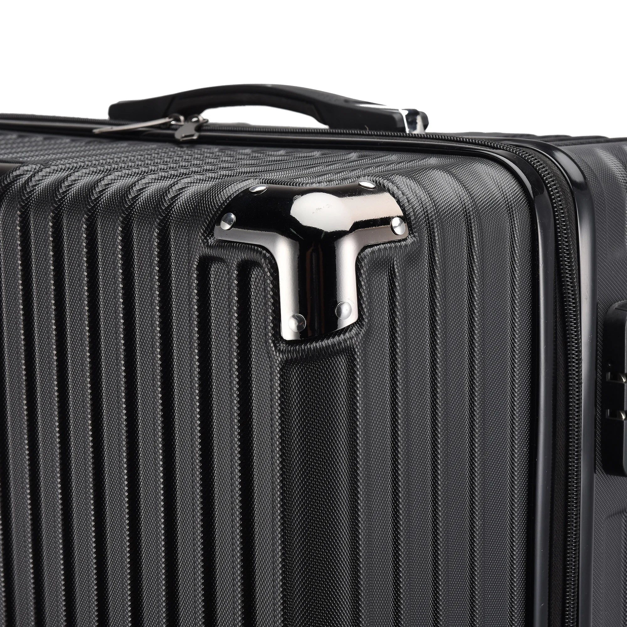 3-Piece Hard Shell Suitcase Set, Trolley Carry-on Luggage, Travel Suitcase Set, Trolley Set with TSA Lock and 4 Wheels, Rolling Suitcase, Luggage Sets, Black (M, L & XL)