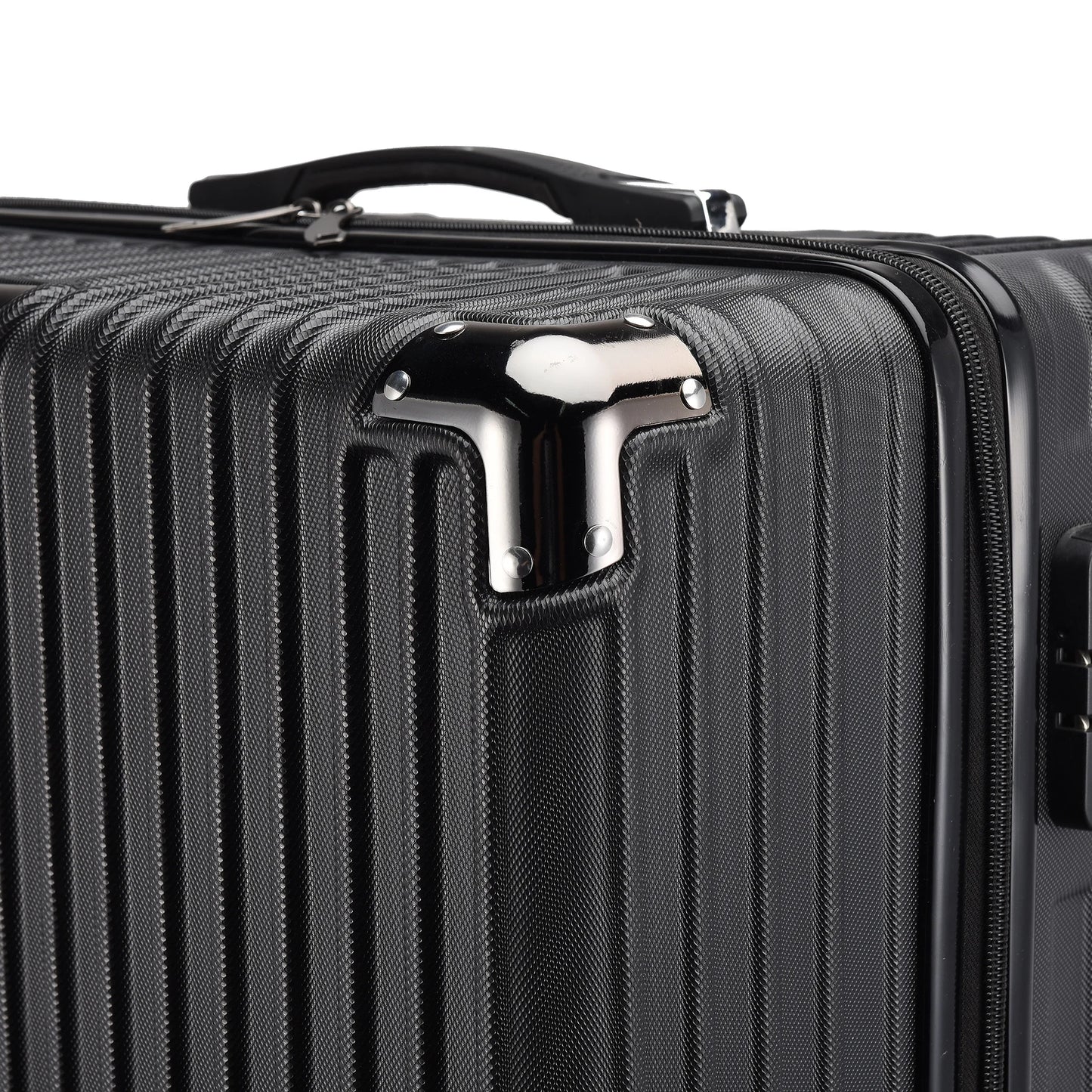 3-Piece Hard Shell Suitcase Set, Trolley Carry-on Luggage, Travel Suitcase Set, Trolley Set with TSA Lock and 4 Wheels, Rolling Suitcase, Luggage Sets, Black (M, L & XL)