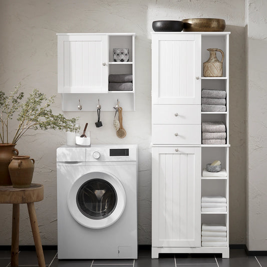 SoBuy BZR104 high wardrobe with fold-out bathroom cabinet narrow laundry cabinet bathroom shelf bathroom cabinet