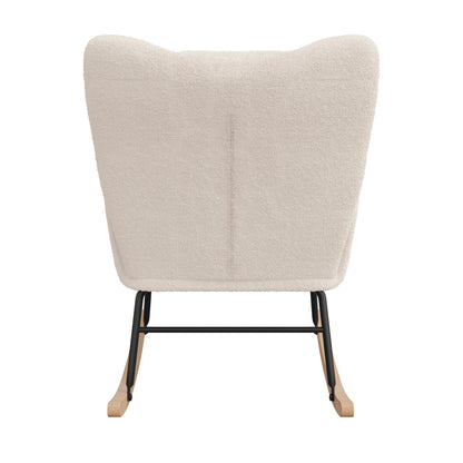 Anajqaqia Rocking Chair, Armchair, Upholstered Swing Chair with High Backrest, for Living Room Bedroom Balcony, Lambswool, Beige