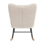 Anajqaqia Rocking Chair, Armchair, Upholstered Swing Chair with High Backrest, for Living Room Bedroom Balcony, Lambswool, Beige