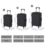 Comanlai 3-Piece Luggage Set,ABS Travel Hard Shell Suitcase,Lightweight Hand Trolley with 360° Spinner Wheels & TSA Lock,Black