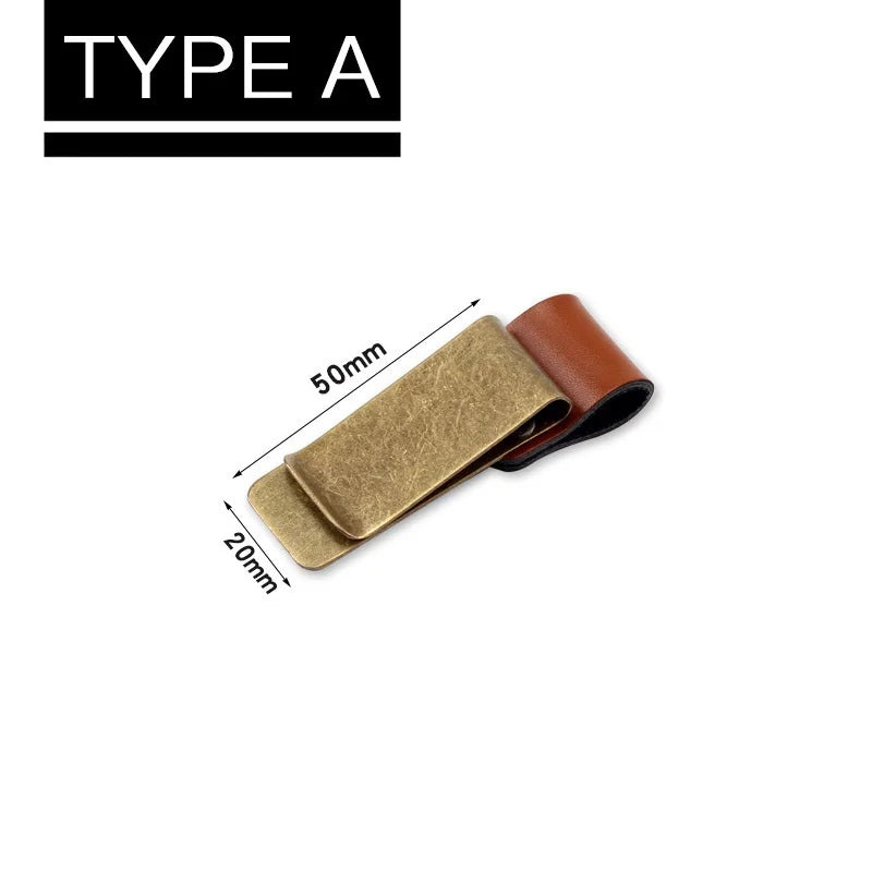 STONEGO Handmade Leather Brass Stainless Steel Pen Holder Clip Journal Notebook Paper Folder Writing Office Supplies