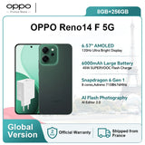 Smartphone OPPO Reno14 F 5G (Versão Global), tela de 6,57", Snapdragon 6 Gen 1, bateria de 6000 mAh, câmera de 50 MP, eSIM, NFC, GLONASS