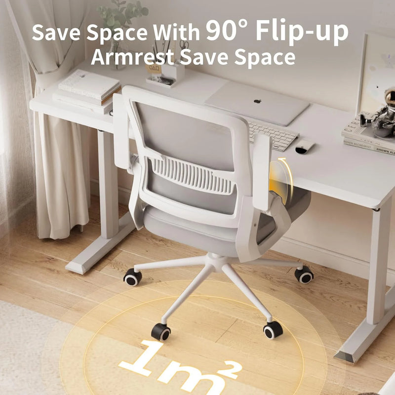 Naspaluro Office Chair Ergonomic Mesh Flip-Up Arms Gaming Chair with Mid Back Cushion Lumbar Support for Home Bedroom Working