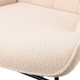 Anajqaqia Rocking Chair, Relaxing Chair, Living Room Chair, Swing Chair, with Metal Frame and Wooden Base, Teddy, Beige
