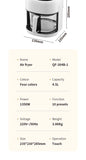 Smart Electric Air Fryer Large Capacity Convection Oven Deep Fryer Without Oil Kitchen 360°Baking Viewable Window Home Appliance