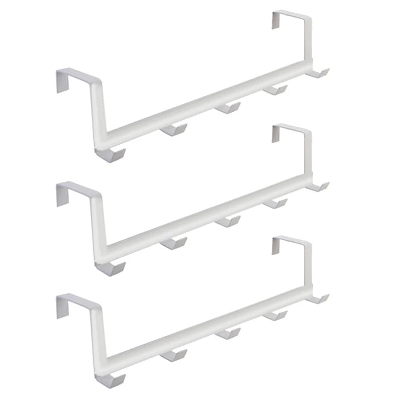Ganchos para puerta de dormitorio, 5 ganchos, organizador de baño para el hogar, perchero para ropa, abrigos, sombreros, toallas, accesorios de baño y cocina.
