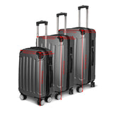 Anajqaqia Suitcase 3 Pieces Set,Hard Shell Trolleys Set,With TSA Lock,360° Universal Wheels,Lightweight ABS Luggage,Black