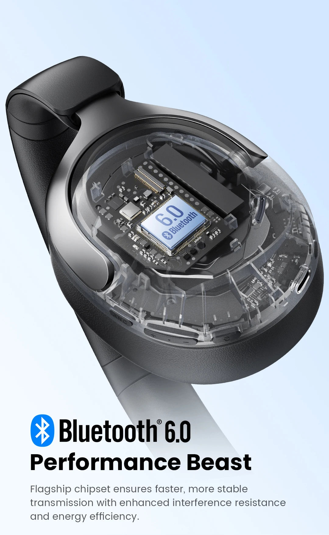 Fone de Ouvido Sem Fio HAYLOU S40 ANC com Cancelamento de Ruído de 50dB, Áudio Espacial 3D Hi-Res, LDAC, Bluetooth 6.0 e Design Over-Ear