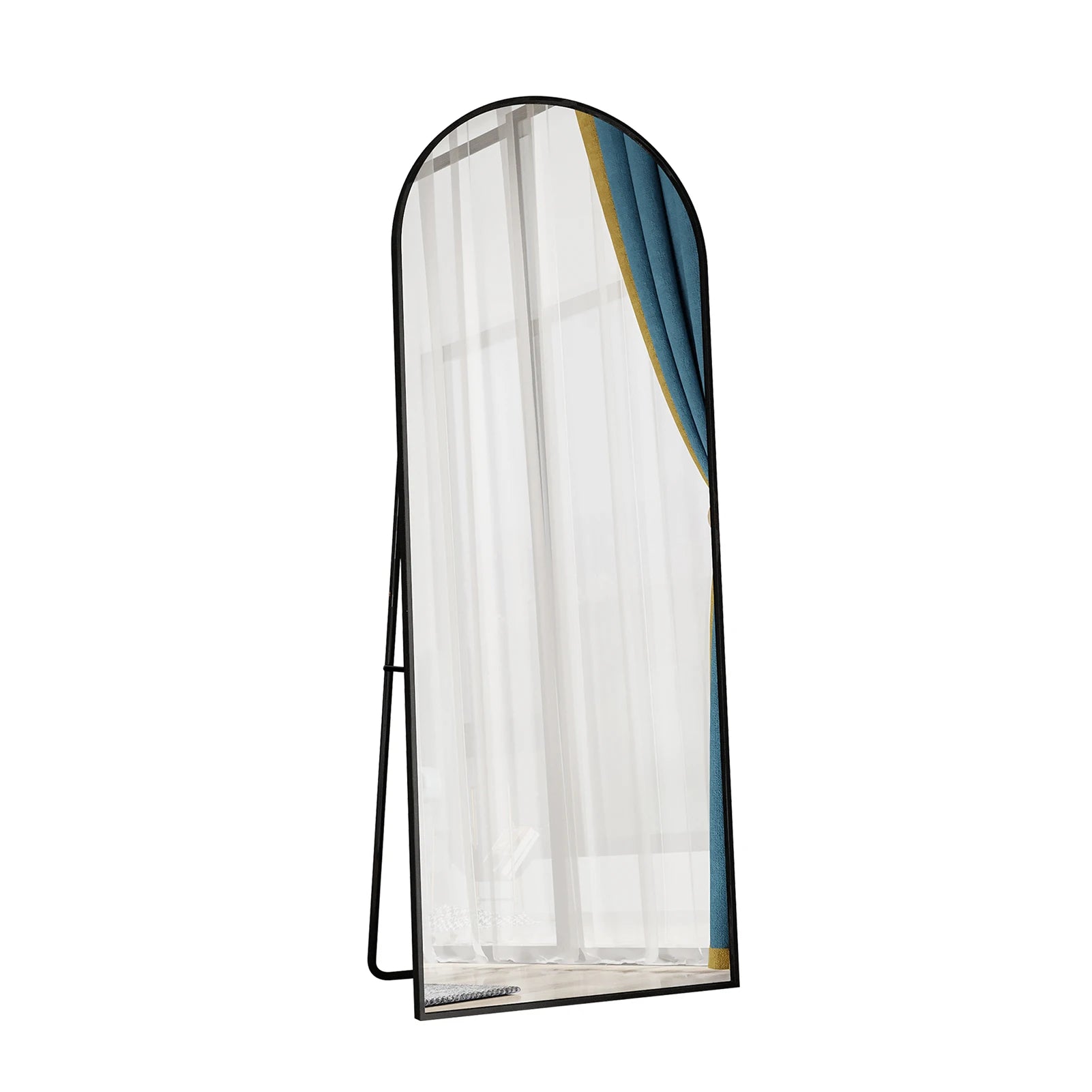 Anajqaqia 162×53cm Full Body Mirror, Curved Standing Mirror, Floor Mirror with Tempered Glass and Aluminum Alloy Frame