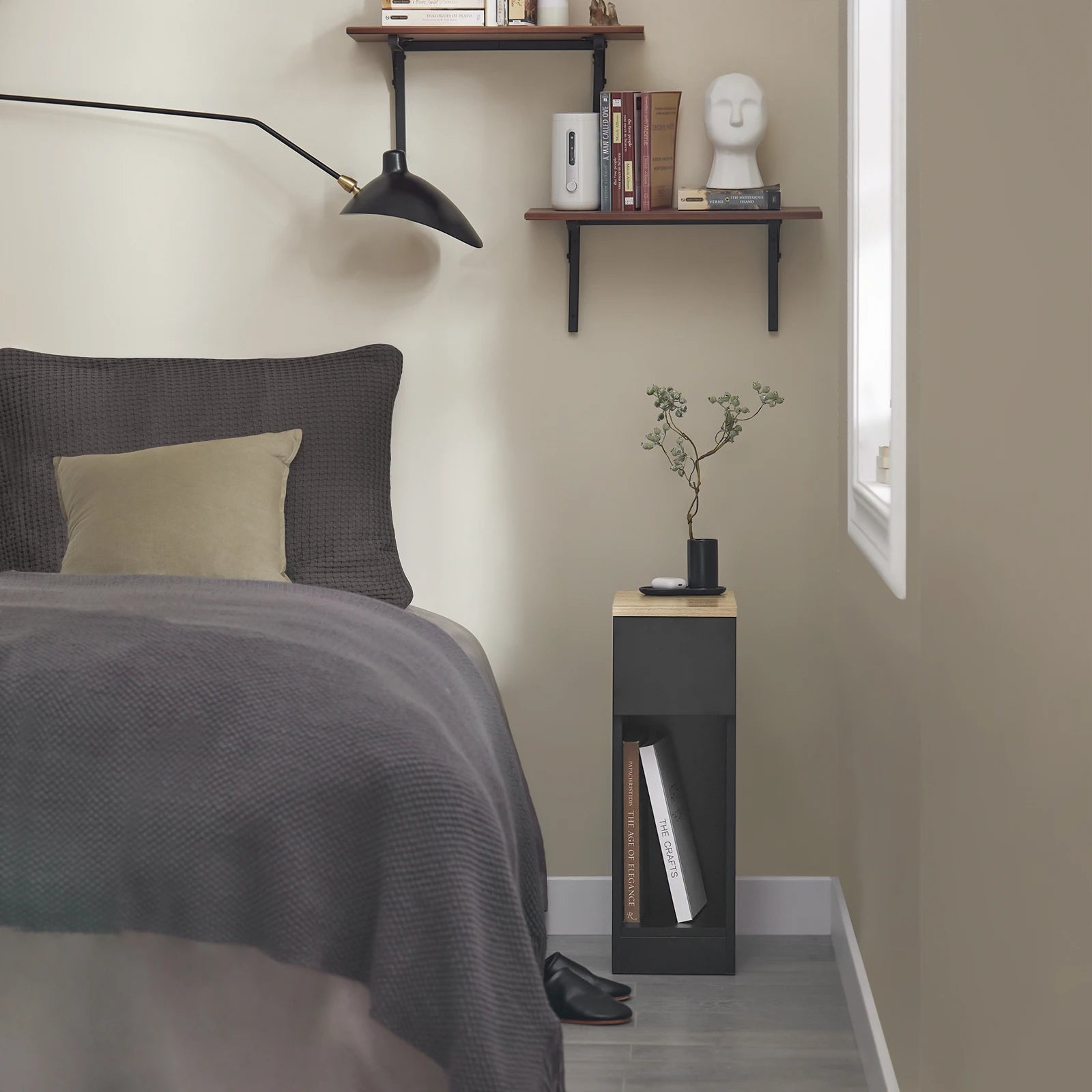 SoBuy FBT111x2 Bedside Table 2 set with drawer for box spring bed sofa table 2 pieces side table table narrow bedside cabinet