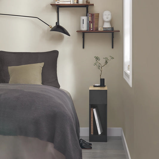SoBuy FBT111x2 Bedside Table Set of 2 with Drawer for Box Spring Bed Sofa Table Set of 2 Narrow Bedside Cabinet
