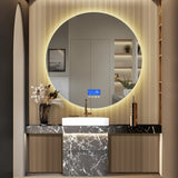 Anajqaqia 100x100cm Bathroom Mirror with LED Lighting, with 3 Adjustable Brightnesses, Temperature Display and Anti-Fog, Round