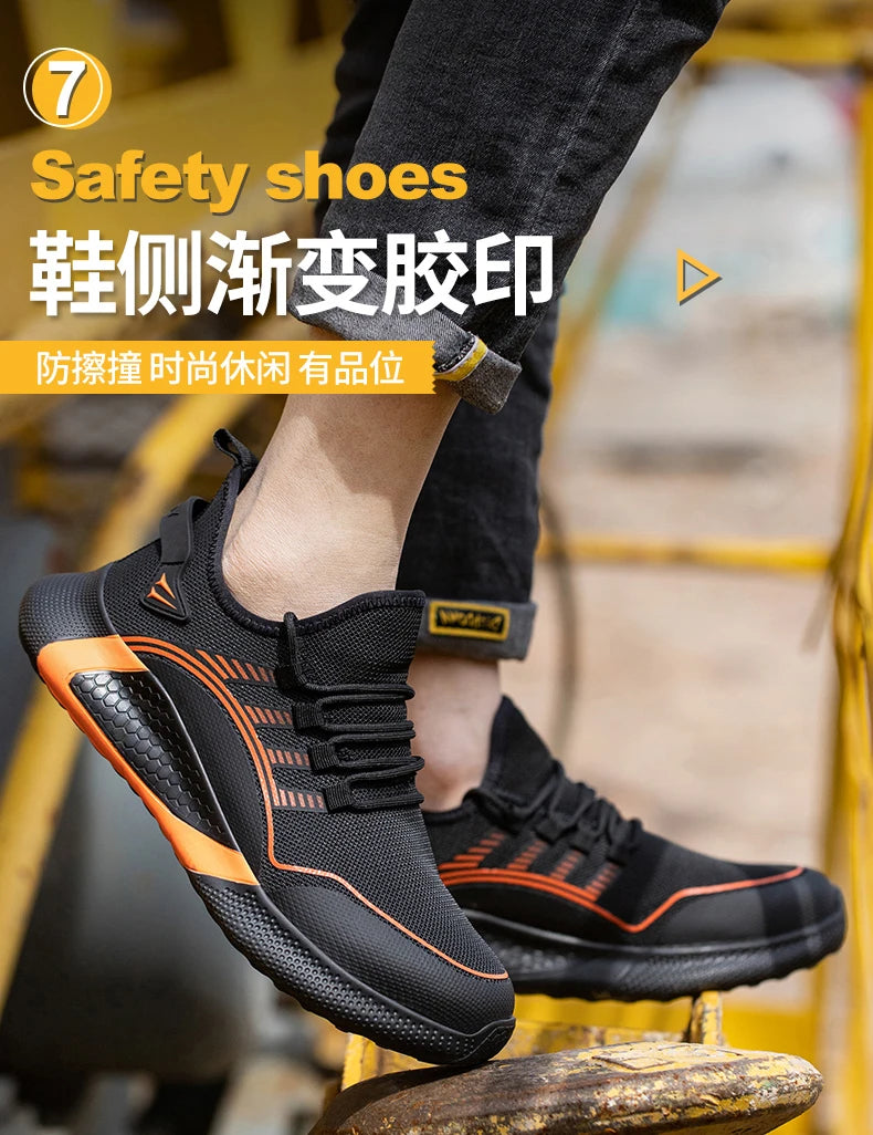 2024 Lightweight  Safety Shoes Men For Work Breathable Sports Safety Toe Shoes Work Boots Anti-Smashing Women