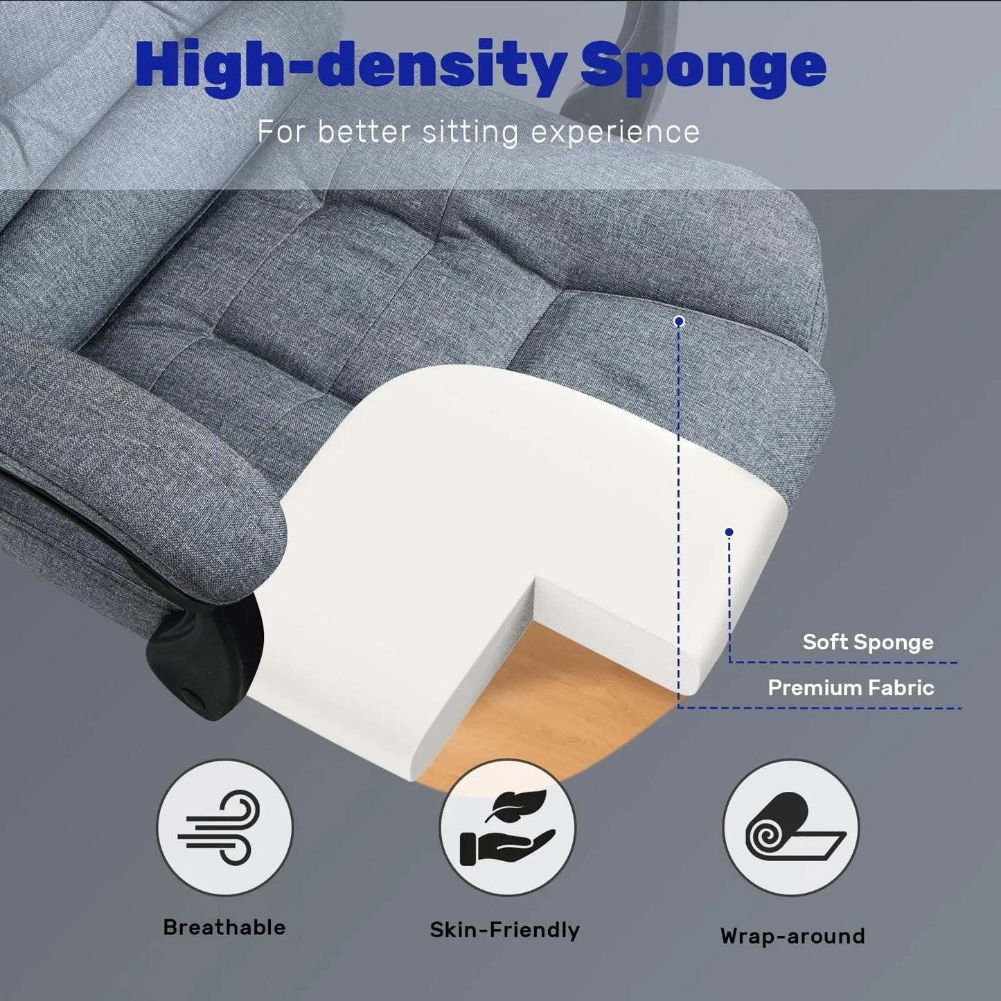Naspaluro Ergonomic Office Chair Desk Chair with High Backrest PU Leather Swivel Chair Deck Chair Gaming Chair for Office Home