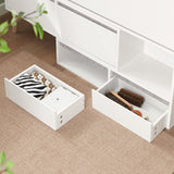 SoBuy FSR134-W Shoe dump truck Shoe shelf with 2 flaps, 2 doors and 2 drawers Hallway cabinet with bench Shoe bench with seat