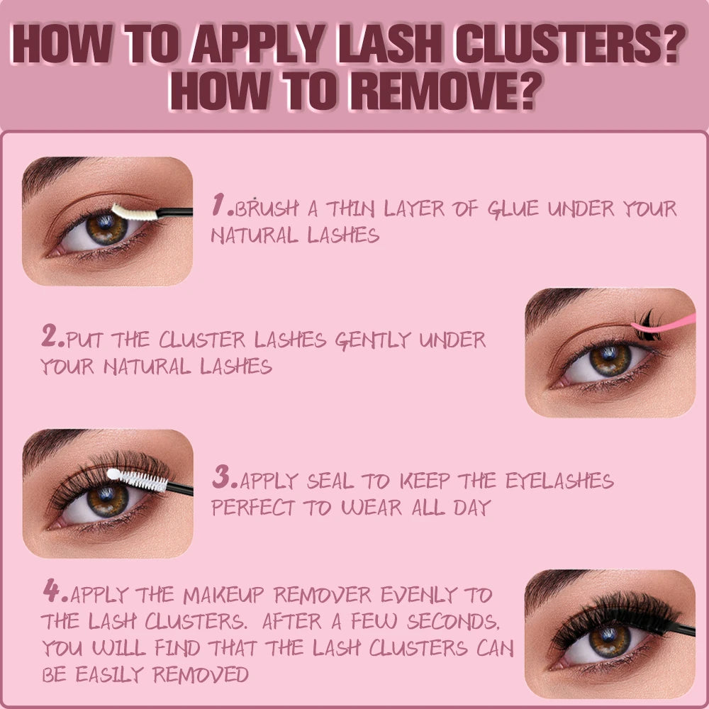 UcoolMe cílios Fairy Lashes Cluster C Curl 140 Pcs Clusters de Cílios Individuais Extensão de Cílios Postiços Natural Look Iniciante Frie