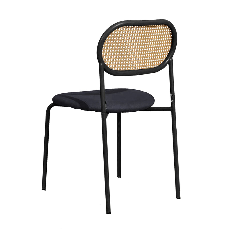 Set of 2 Rattan Dining Room Chairs, Upholstered Chair with Adjustable Metal Legs, Dressing Table Chair, Living Room Chair