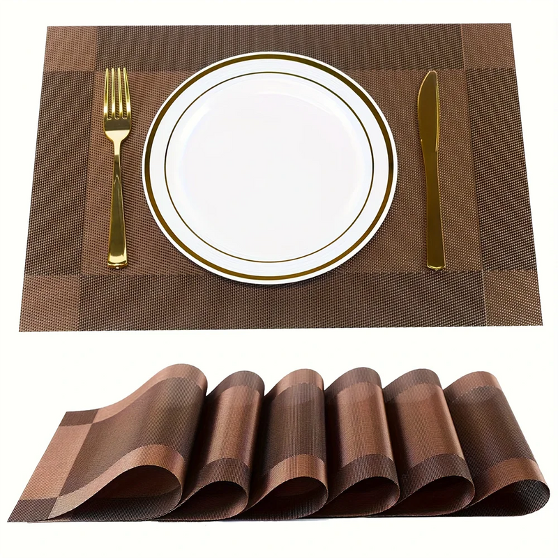 Place Mats for Kitchen Dining Table, Heat-Resistant Anti-Skid Stain Washable PVC Table Mats, Easy to Cleaning Dinner Mats